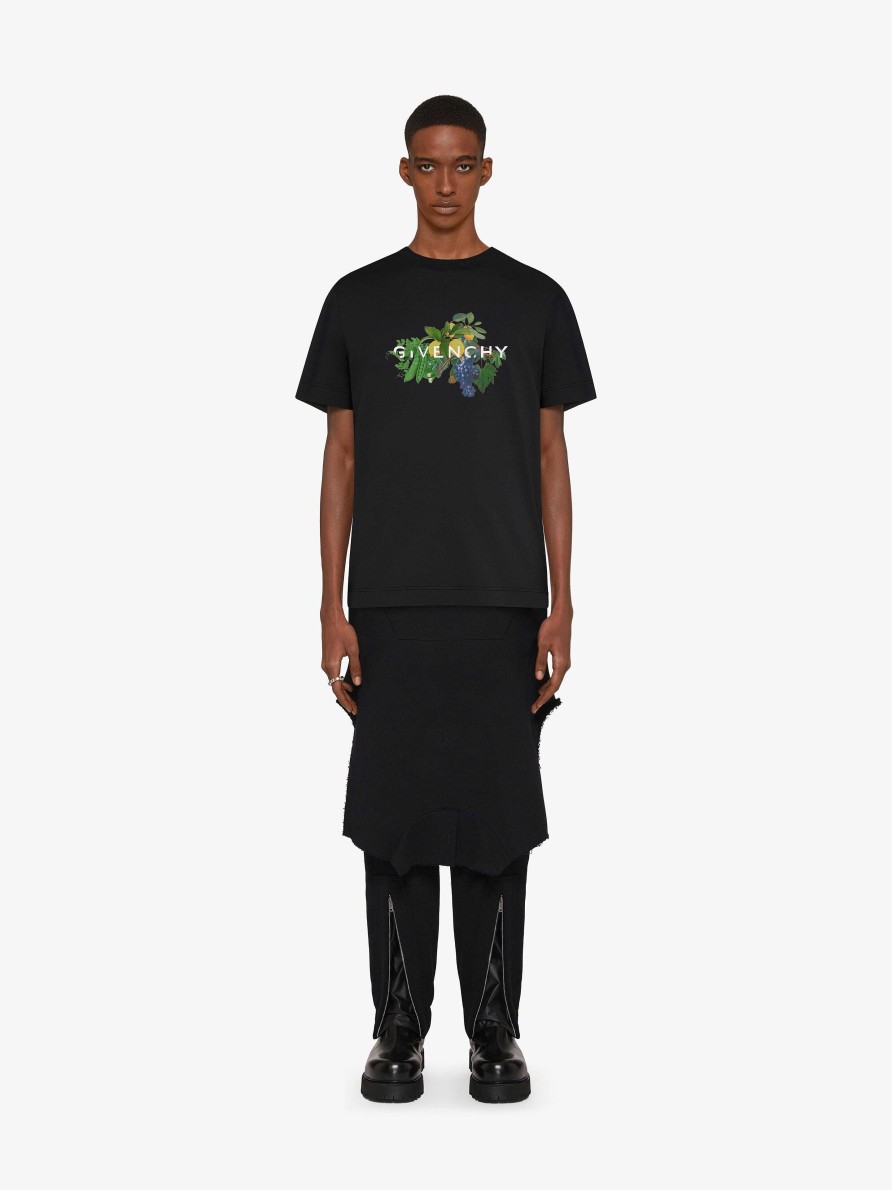 Uomini Givenchy Magliette | T-Shirt Slim Fit In Cotone Con Stampa Frutti Di Givenchy Nero