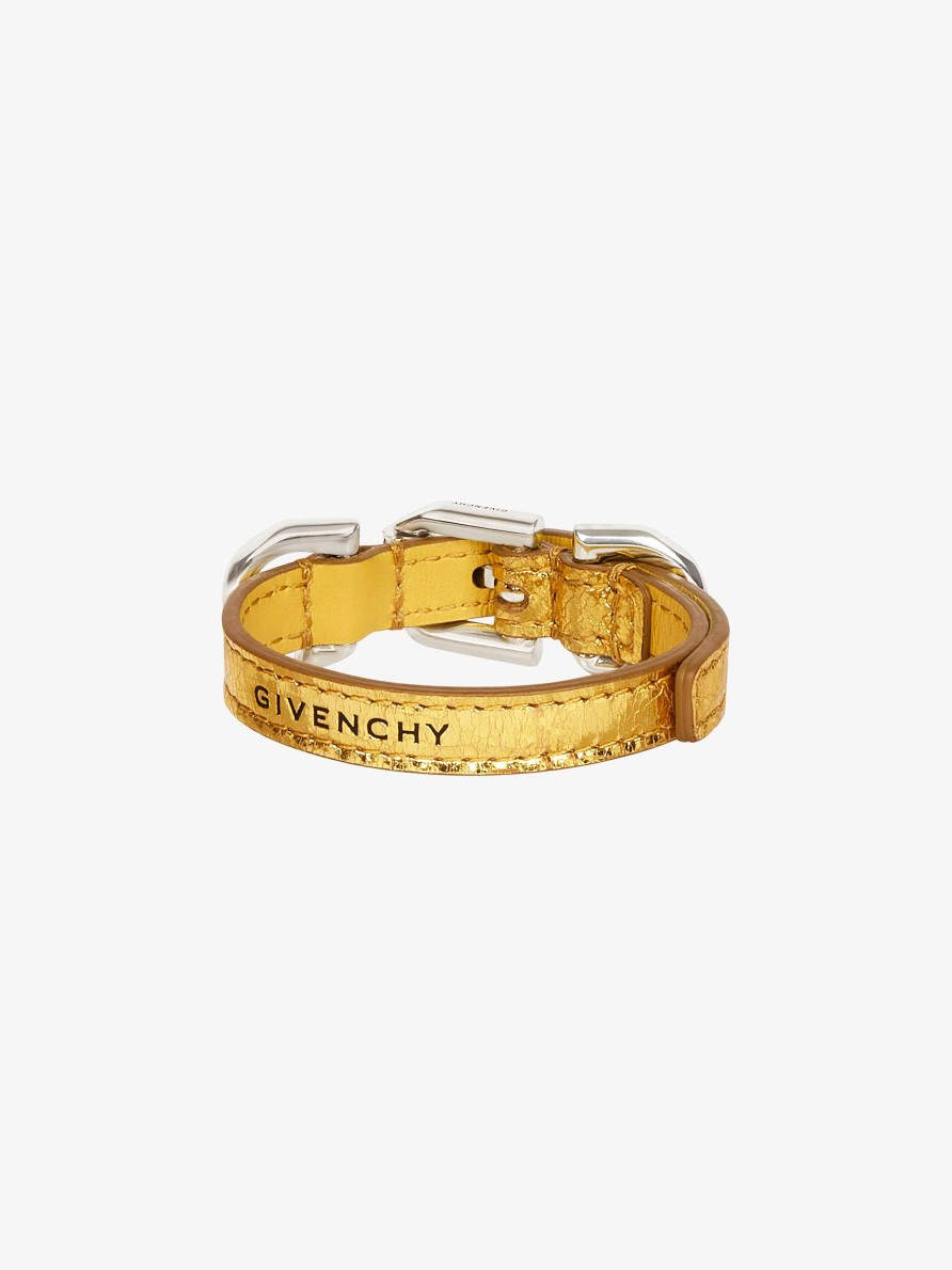 Donne Givenchy Gioielleria | Bracciale Voyou In Pelle Laminata E Metallo D'Oro