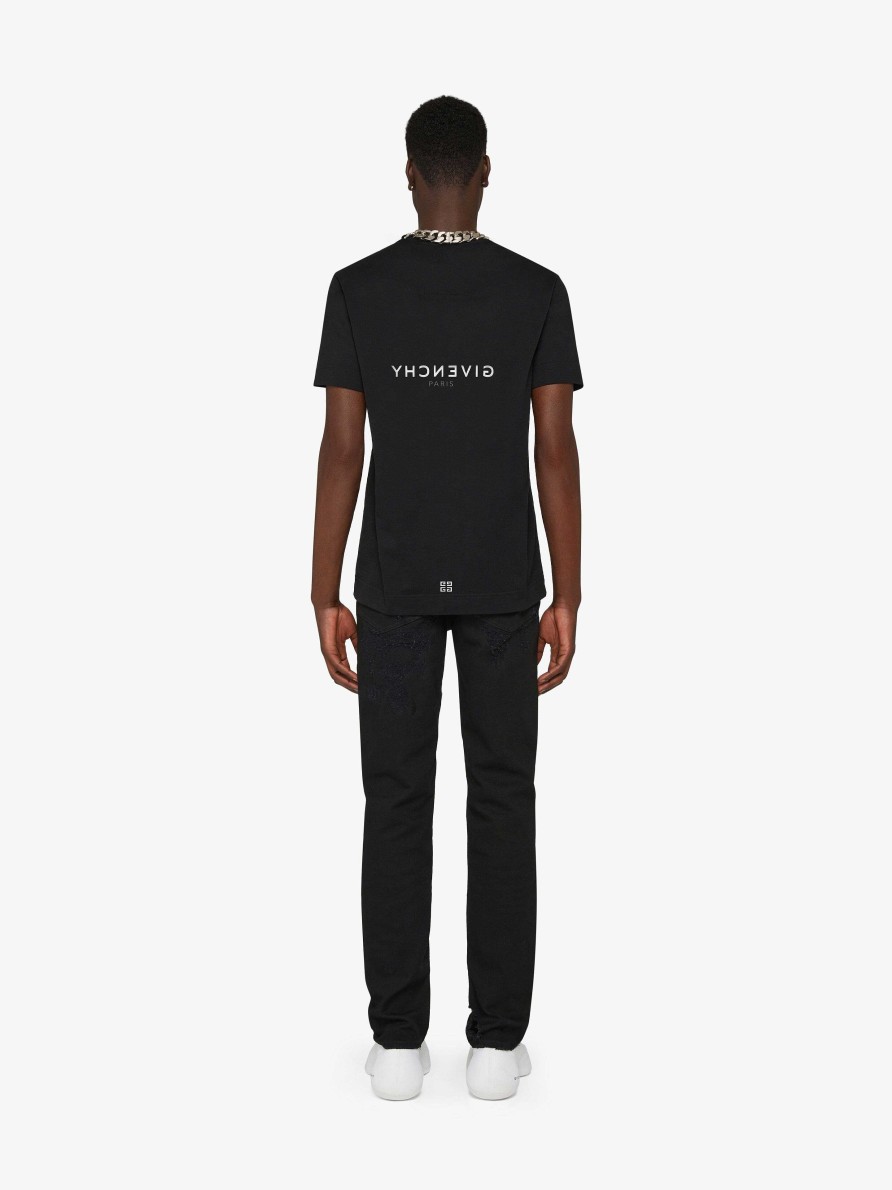 Uomini Givenchy Magliette | T-Shirt Reverse Slim Fit Di Givenchy In Cotone Nero