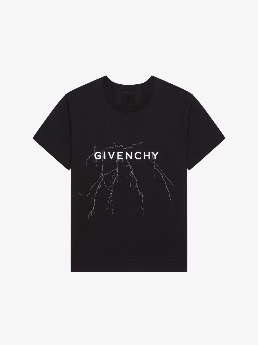 Uomini Givenchy Magliette | T-Shirt Boxy Fit In Cotone Con Grafica Riflettente Nero