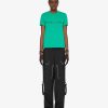 Donne Givenchy Magliette | T-Shirt Slim Fit In Cotone Con Strass Di Givenchy Assenzio Verde