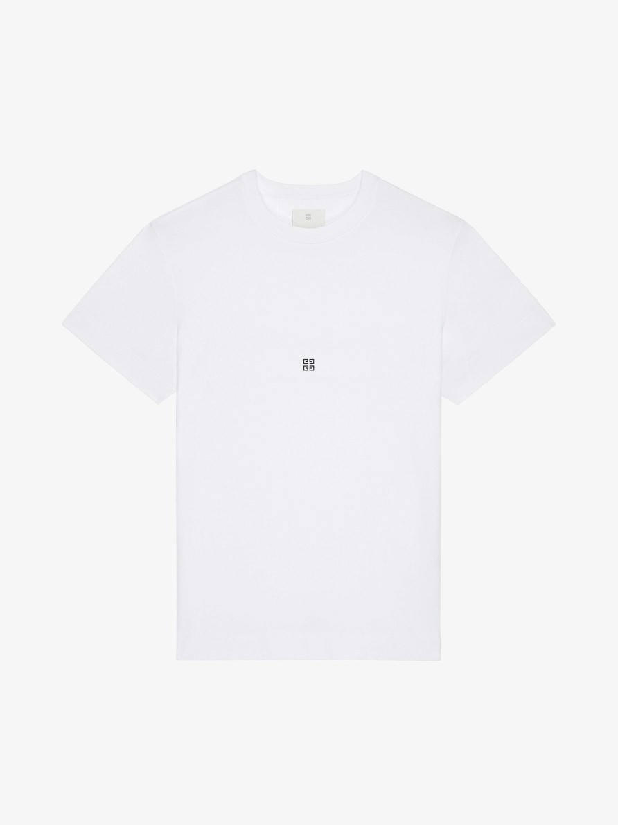 Uomini Givenchy Magliette | T-Shirt Slim Fit In Cotone Bianco