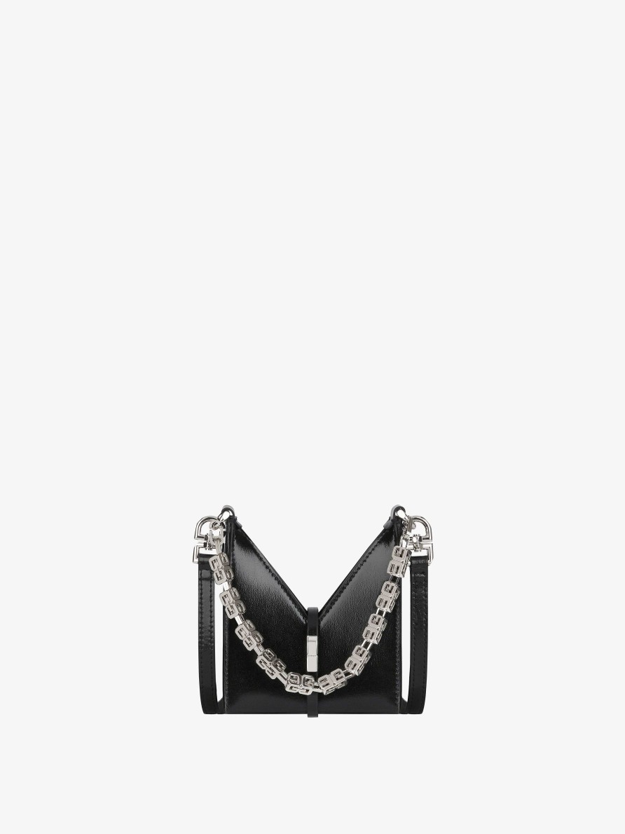 Donne Givenchy Borse Mini E Micro | Borsa In Pelle Micro Ritagliata Con Catena Nero