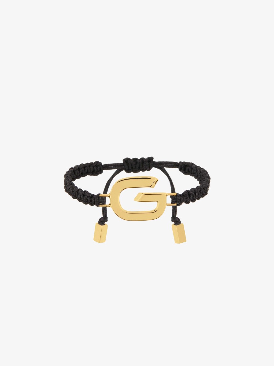 Uomini Givenchy Gioielleria | Bracciale A Maglie G Con Cordino Giallo Dorato