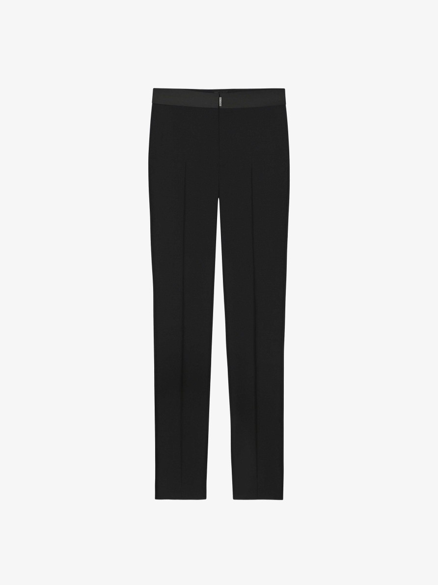 Uomini Givenchy Pantaloni | Pantaloni In Lana E Mohair Con Cintura In Raso Nero