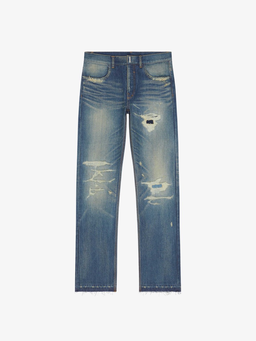 Uomini Givenchy Pantaloni | Jeans In Denim Azzurro