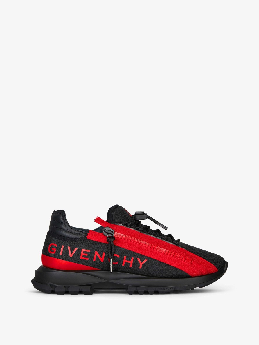 Uomini Givenchy Scarpe Da Ginnastica | Sneakers Spectre Runner In Fibra Sintetica Con Zip Nero Rosso