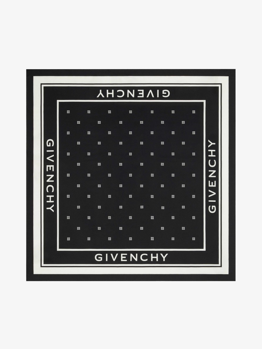 Donne Givenchy Sciarpe | Quadrato In Seta 4G Nero Bianco