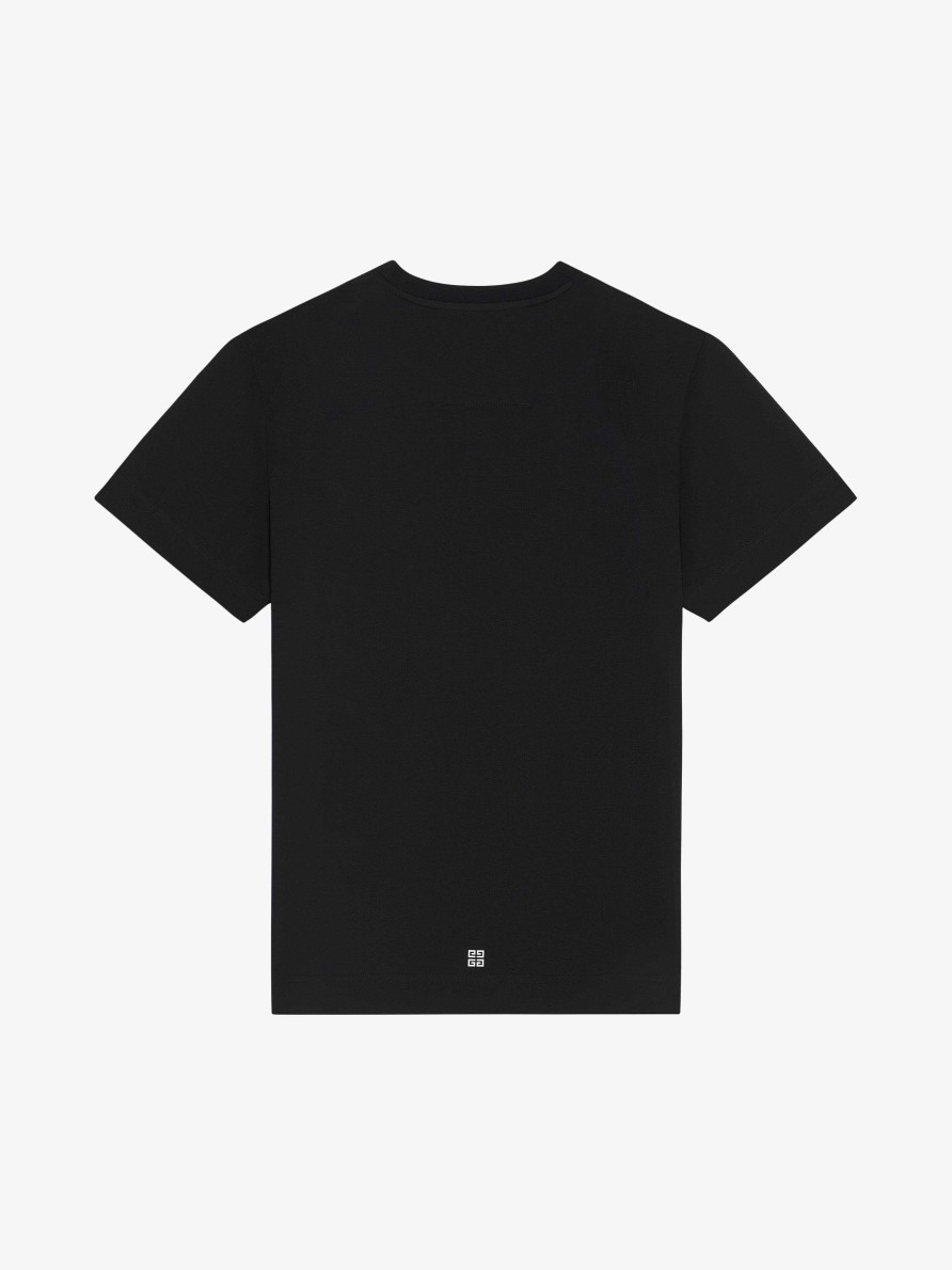 Uomini Givenchy Magliette | T-Shirt Slim Fit In Cotone Con Stampa Fiamme Di Givenchy Nero