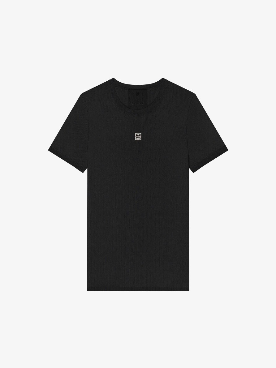 Donne Givenchy Magliette | T-Shirt Slim Fit In Cotone Con Logo 4G Nero