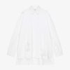 Donne Givenchy Top E Camicie | Camicia Oversize Con Schiena Lunga In Denim Destroyed Bianco