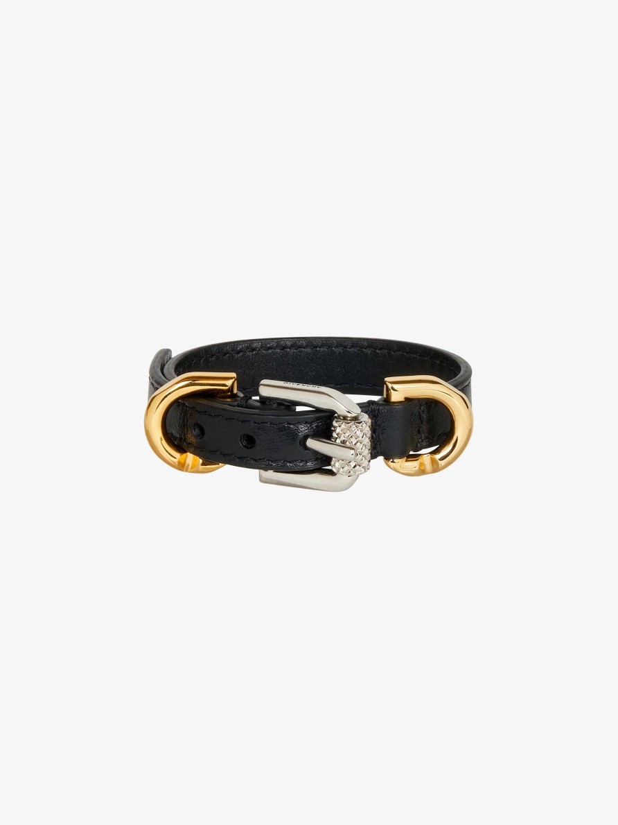 Donne Givenchy Gioielleria | Bracciale Voyou In Pelle E Metallo Nero