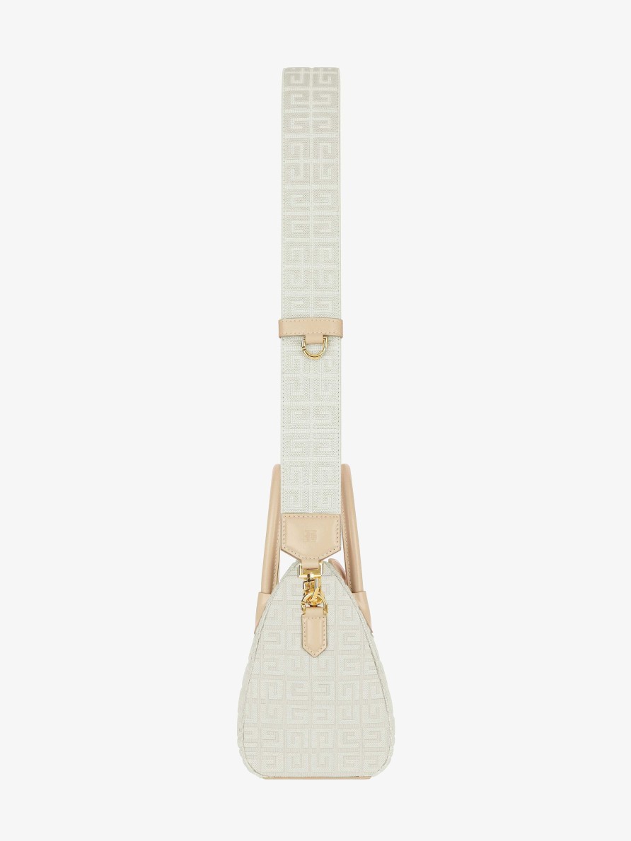 Donne Givenchy Antigona | Borsa Mini Antigona In Canvas Ricamato 4G Beige Naturale