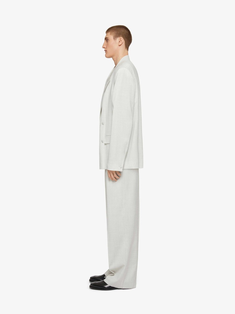 Uomini Givenchy Pantaloni | Pantaloni Extra Ampi In Lana Bianco Gesso