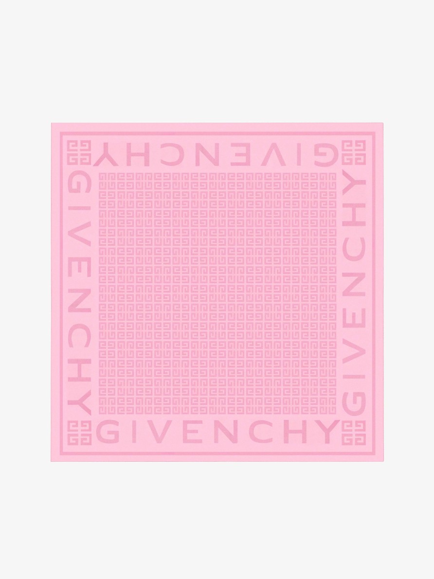 Donne Givenchy Sciarpe | Givenchy 4G Quadrato Grande In Seta Jacquard Rosa Chiaro