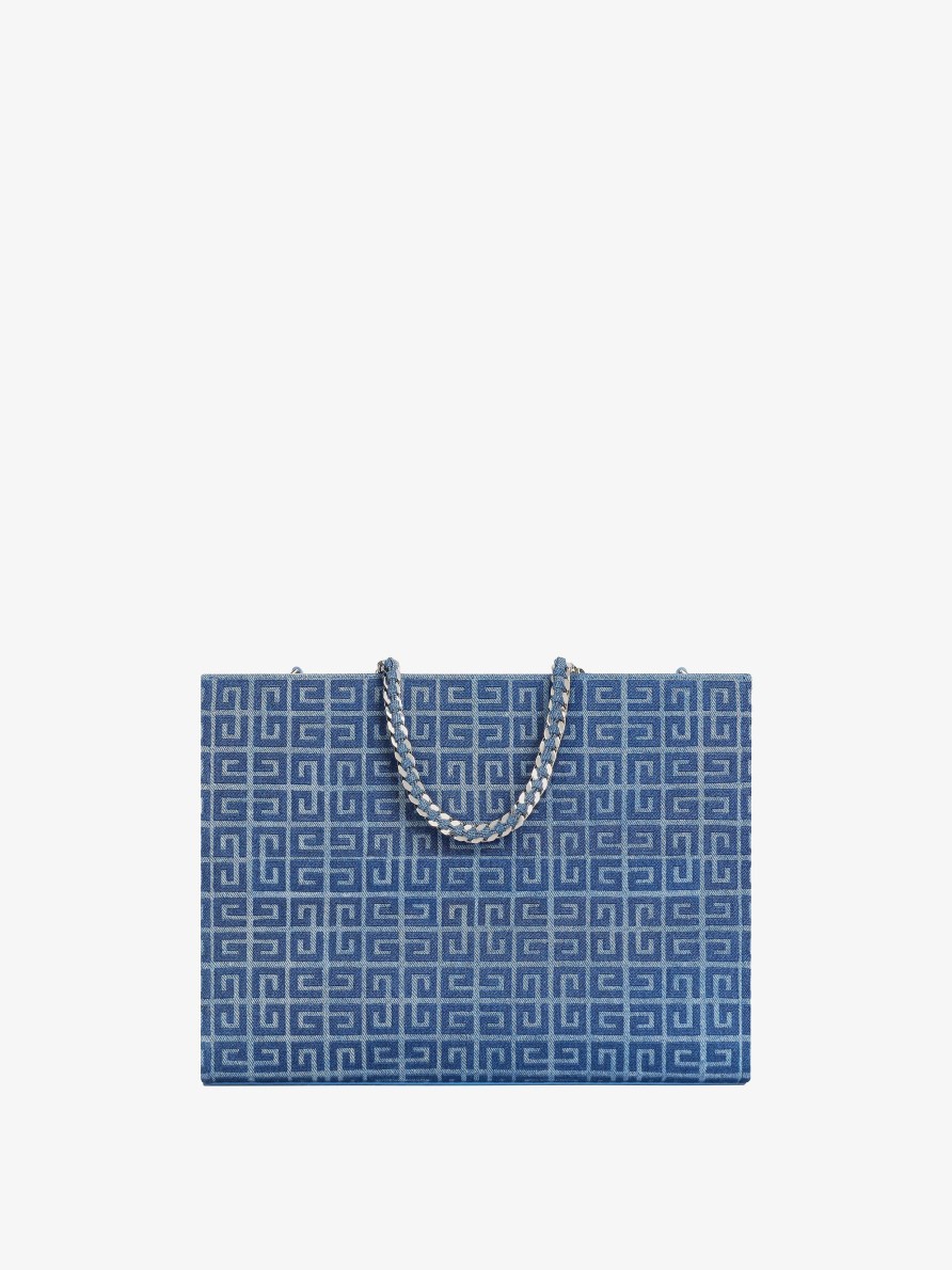 Donne Givenchy Borsa G | Borsa Shopping G-Tote Media In Denim 4G Con Catena Blu Medio