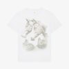 Uomini Givenchy Magliette | T-Shirt Oversize In Cotone Con Stampa Cavalli Di Givenchy Bianco