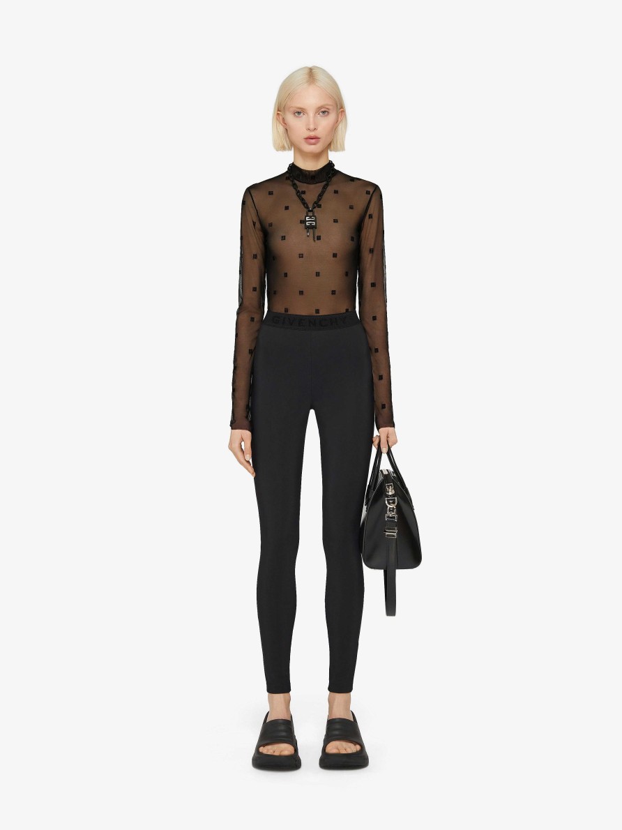 Donne Givenchy Pantaloni | Leggings In Jersey Con Cintura Di Givenchy Nero