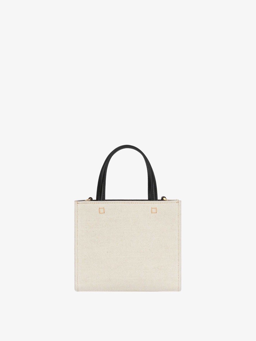 Donne Givenchy Borsa G | Borsa Shopping Mini G-Tote In Tela Beige/Nero