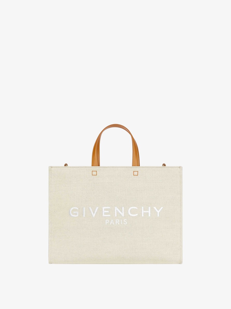 Donne Givenchy Borsa G | Borsa Shopping G-Tote Media In Tela Beige Naturale