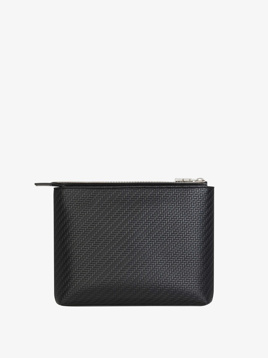 Uomini Givenchy Piccola Pelletteria | Pouch Da Viaggio Givenchy In Pelle Effetto Intrecciato Nero