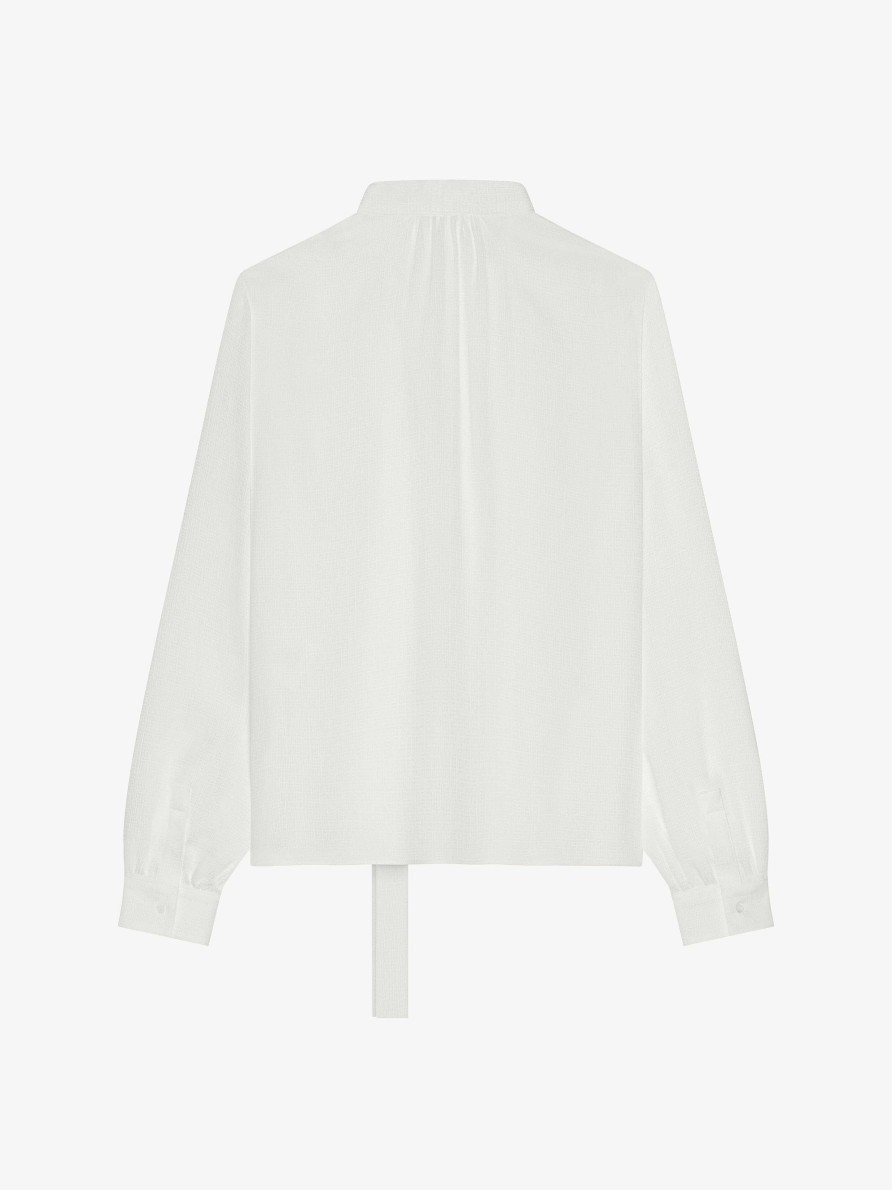 Donne Givenchy Top E Camicie | Blusa In Seta 4G Con Lavalliere Bianco