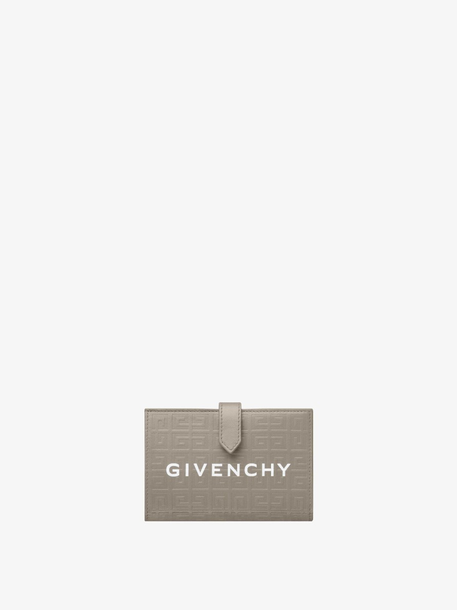 Donne Givenchy Piccola Pelletteria | Portafoglio G-Cut In Pelle 4G Grigio Pietra