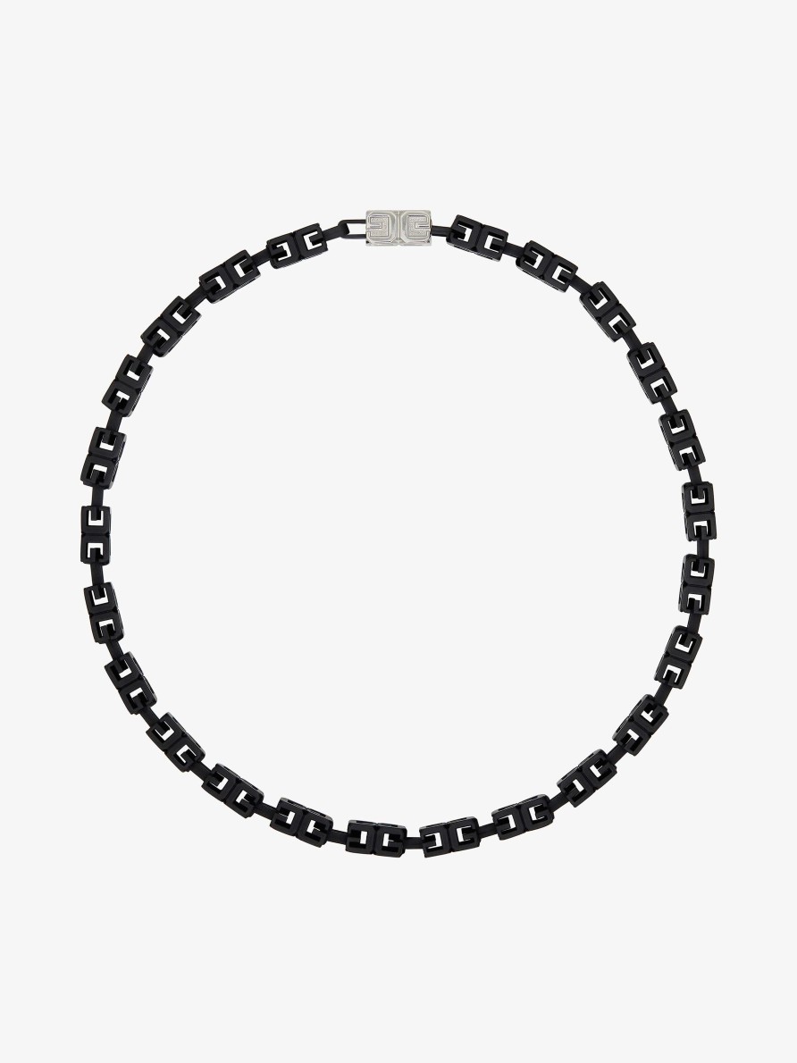 Uomini Givenchy Gioielleria | Collana G Cube In Metallo Smaltato Nero