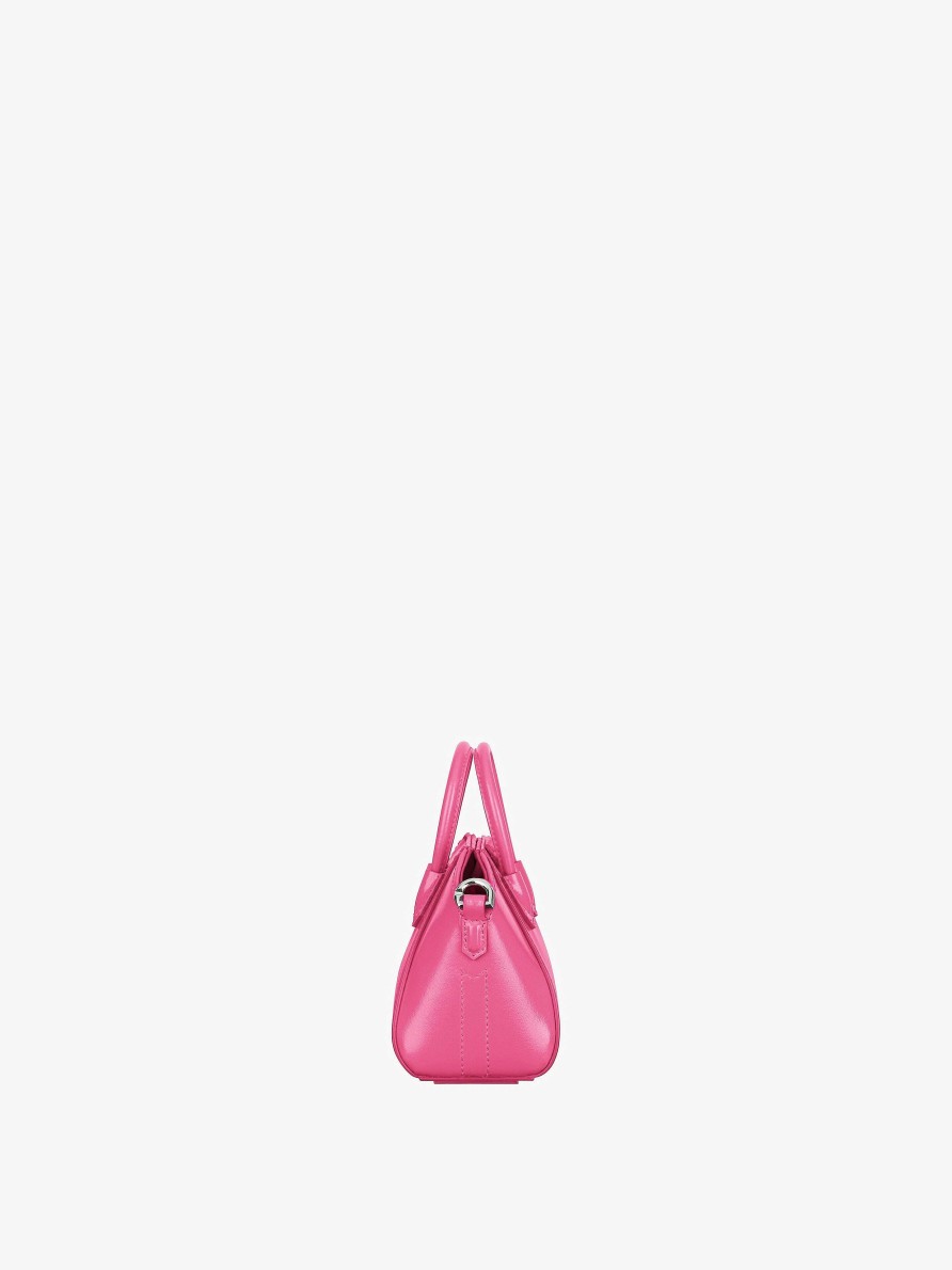 Donne Givenchy Antigona | Borsa Micro Antigona In Pelle Box Rosa Fluo