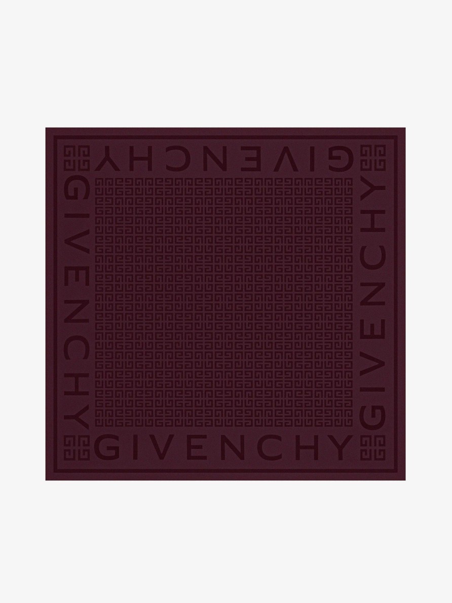 Donne Givenchy Sciarpe | Givenchy 4G Quadrato Grande In Seta Jacquard Melanzana