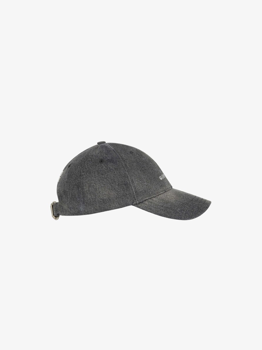 Donne Givenchy Altri Accessori | Cappellino Ricamato Givenchy In Denim Nero