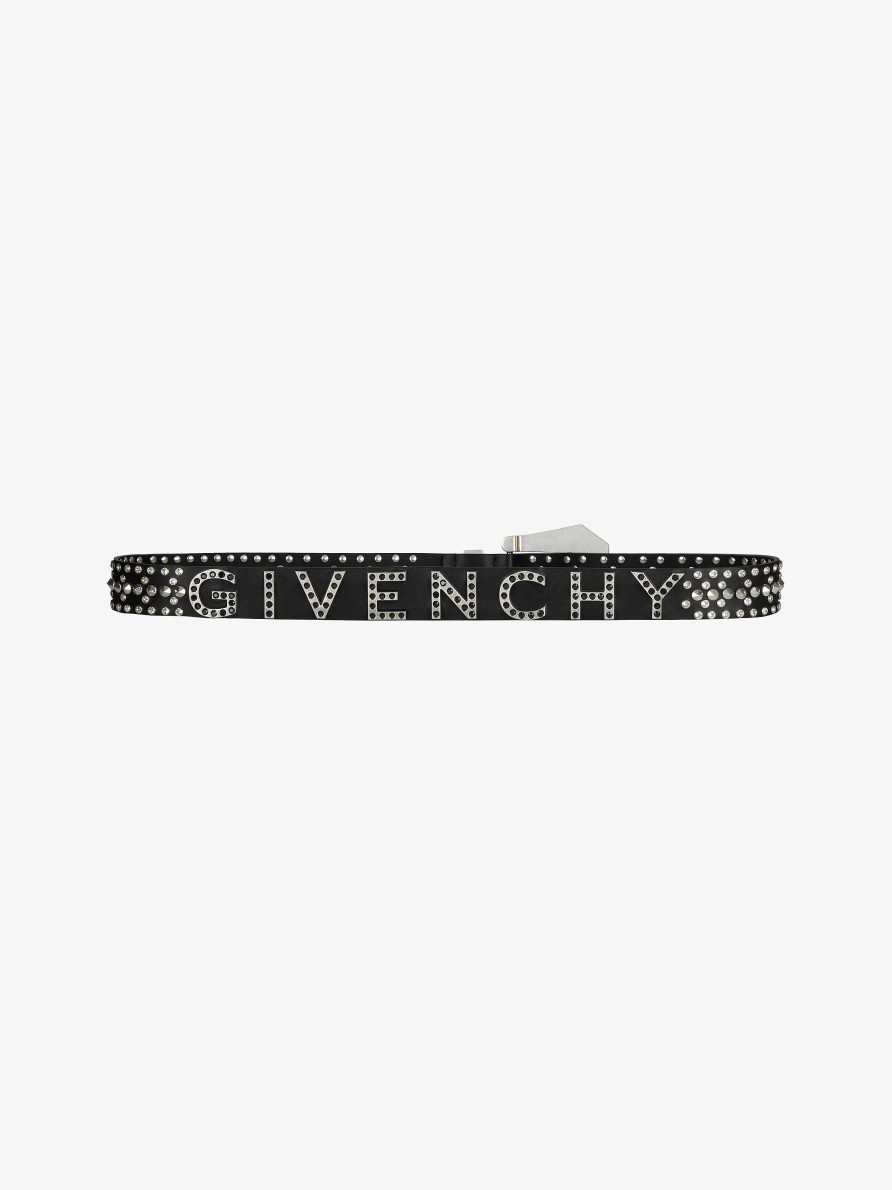 Uomini Givenchy Cinghie | Cintura In Pelle Con Borchie E Cristalli Nero