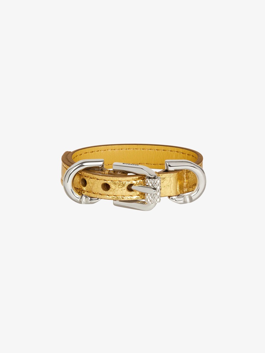 Donne Givenchy Gioielleria | Bracciale Voyou In Pelle Laminata E Metallo D'Oro