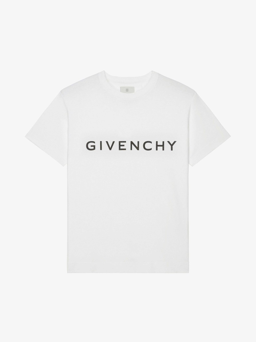 Uomini Givenchy Magliette | T-Shirt Oversize Di Givenchy Archetype In Cotone Bianco