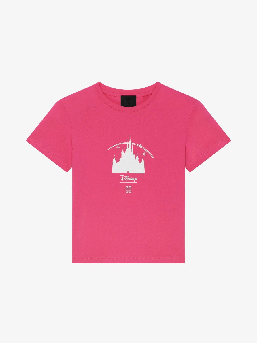 Donne Givenchy Ragazza (Da 4 A 12 Anni) | T-Shirt In Cotone Con Stampa Castello Disney Rosa Scuro