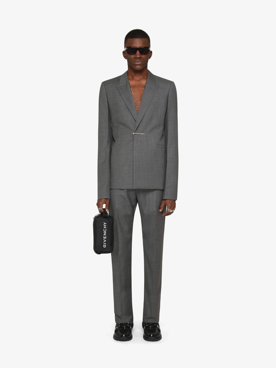 Uomini Givenchy Giacche E Cappotti | Giacca Slim Fit In Lana Grigio Medio