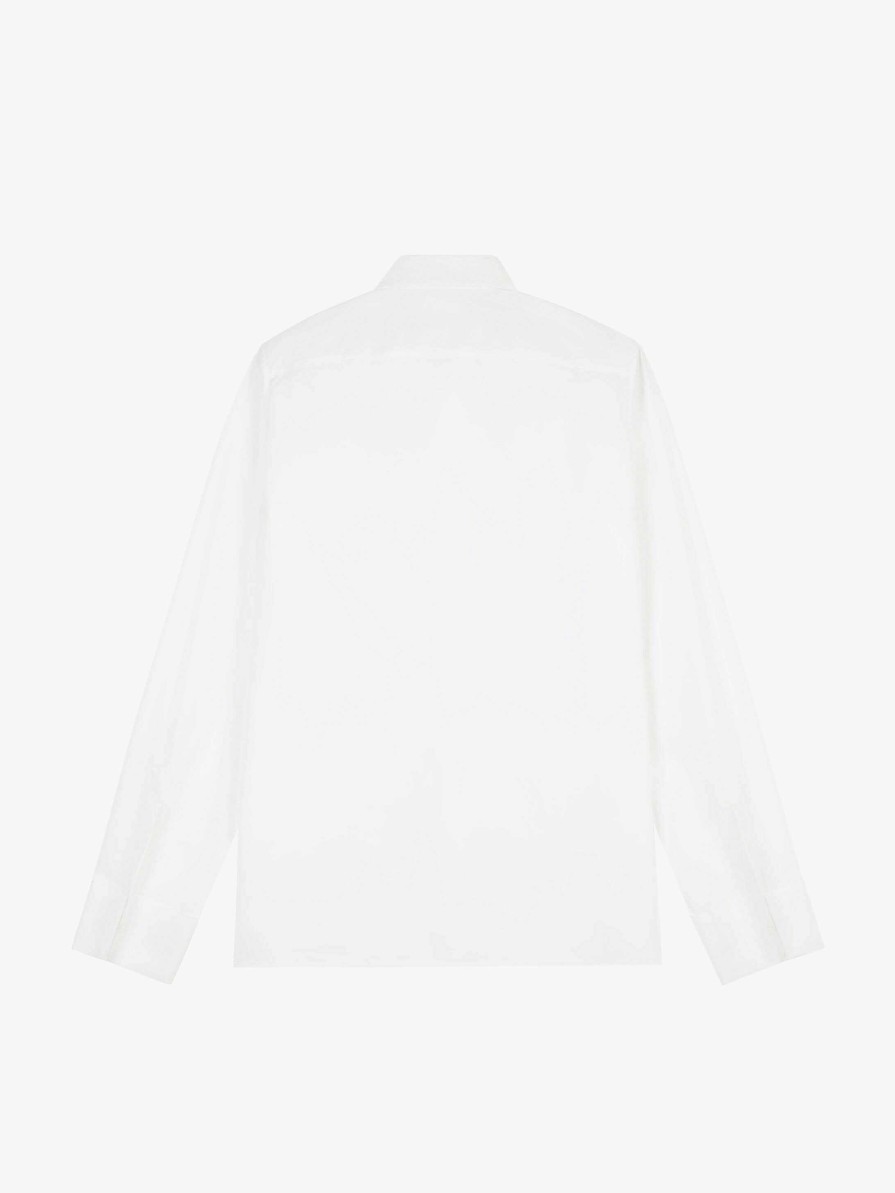 Uomini Givenchy Camicie | Camicia In Popeline Con Dettagli Colletto Bianco