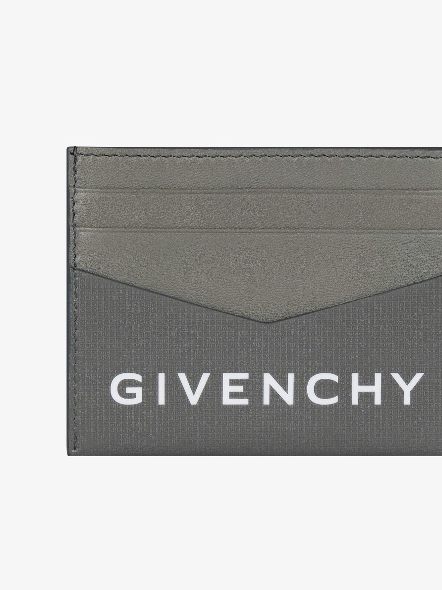 Uomini Givenchy Piccola Pelletteria | Portacarte Givenchy In Pelle 4G Grigio Quarzo