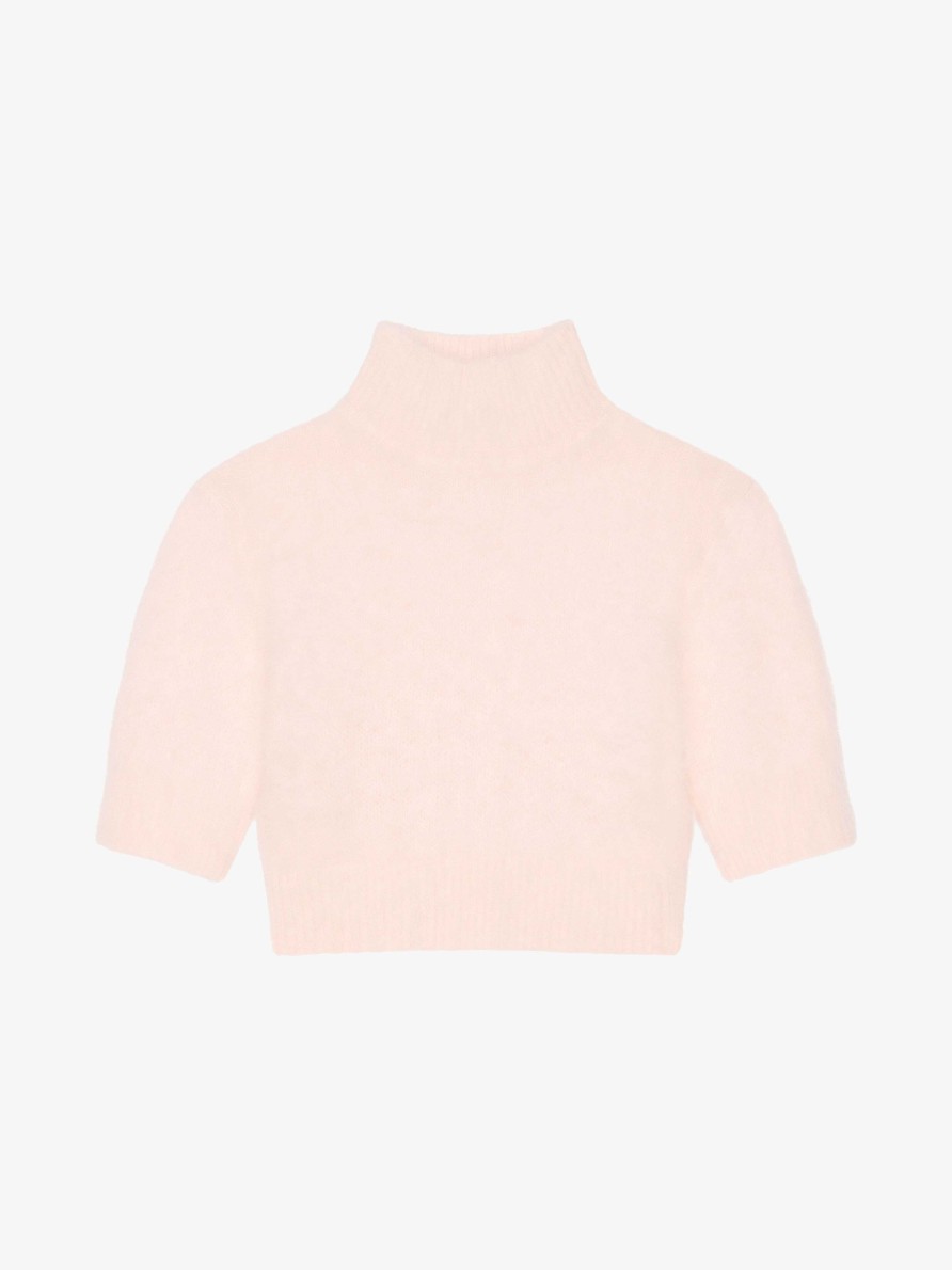 Donne Givenchy Maglieria | Maglione Cropped In Lana Di Alpaca Rosa Cipria