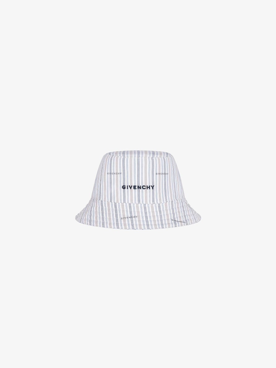 Uomini Givenchy Berretti E Berretti | Cappello Da Pescatore Reversibile Givenchy Azzurro/Bianco