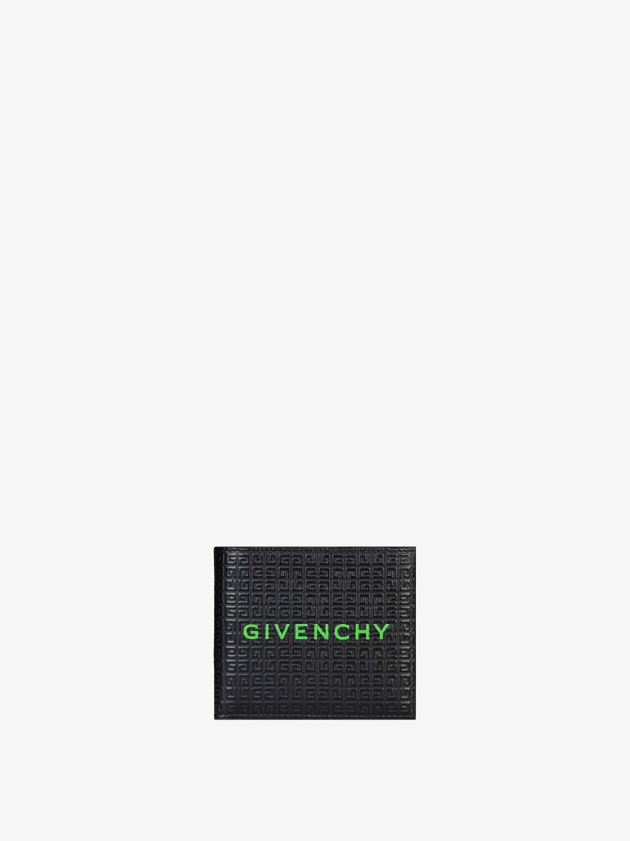 Uomini Givenchy Piccola Pelletteria | Portafoglio Givenchy In Micro Pelle 4G Nero/Verde