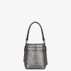 Donne Givenchy Borse Mini E Micro | Borsa A Secchiello Micro Shark Lock In Pelle Laminata Grigio Argentato