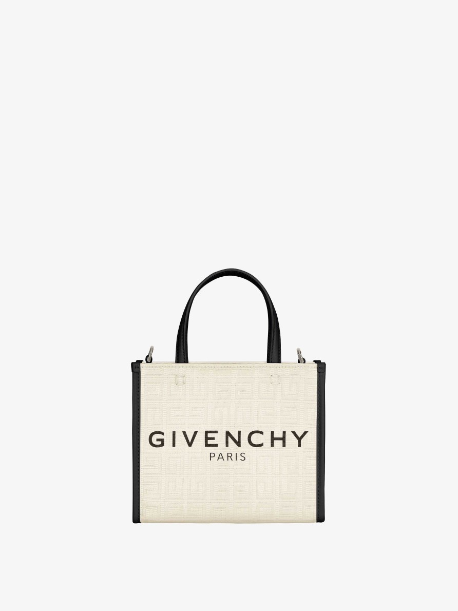 Donne Givenchy Borsa G | Borsa Shopping Mini G-Tote In Canvas Spalmato 4G Avorio