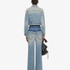 Donne Givenchy Capispalla E Giubbotti | Giacca Cropped In Denim Givenchy 4G Blu Medio