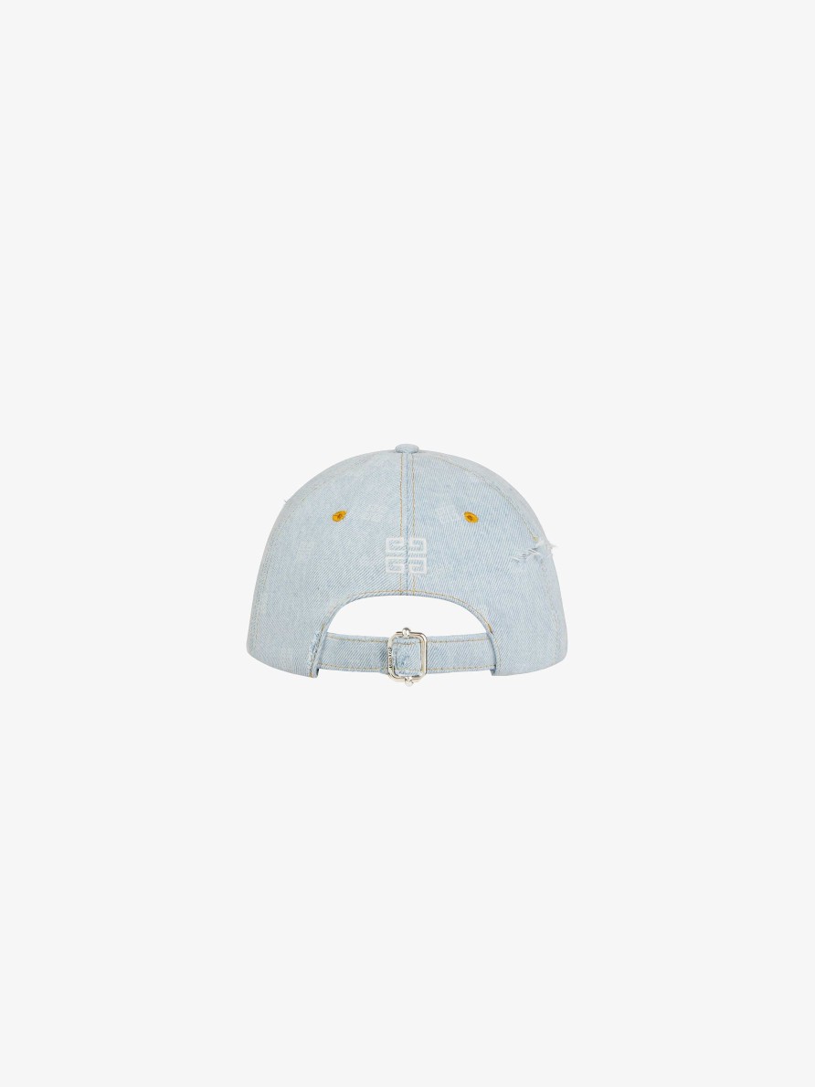 Donne Givenchy Altri Accessori | Cappellino Givenchy In Denim Lavato 4G Nuvola Blu