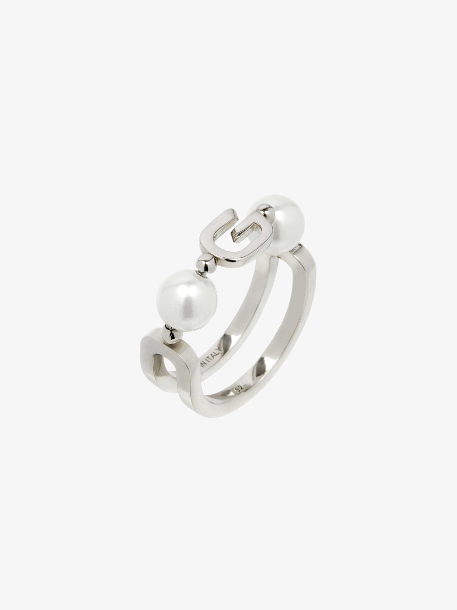 Donne Givenchy Gioielleria | Anello G Link In Metallo Con Perle Bianco/Argento