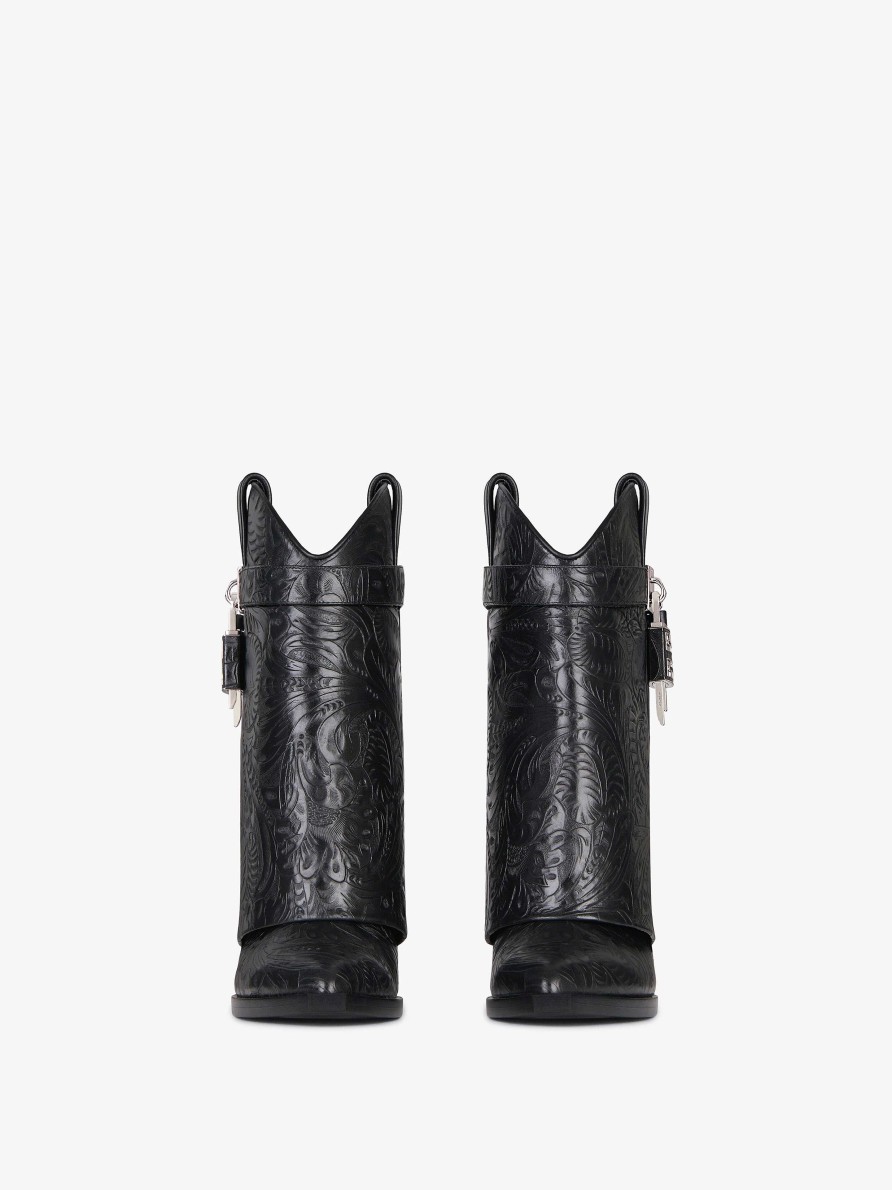 Donne Givenchy Blocco Dello Squalo | Stivaletti Cowboy Shark Lock In Pelle Western Nero