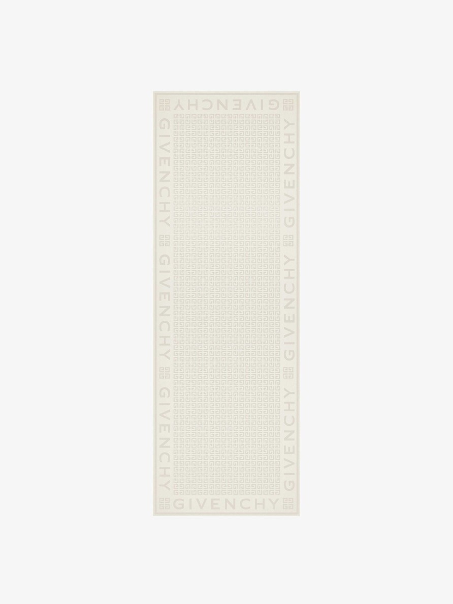 Donne Givenchy Sciarpe | Stola Givenchy 4G In Jacquard Di Seta Lucida Avorio