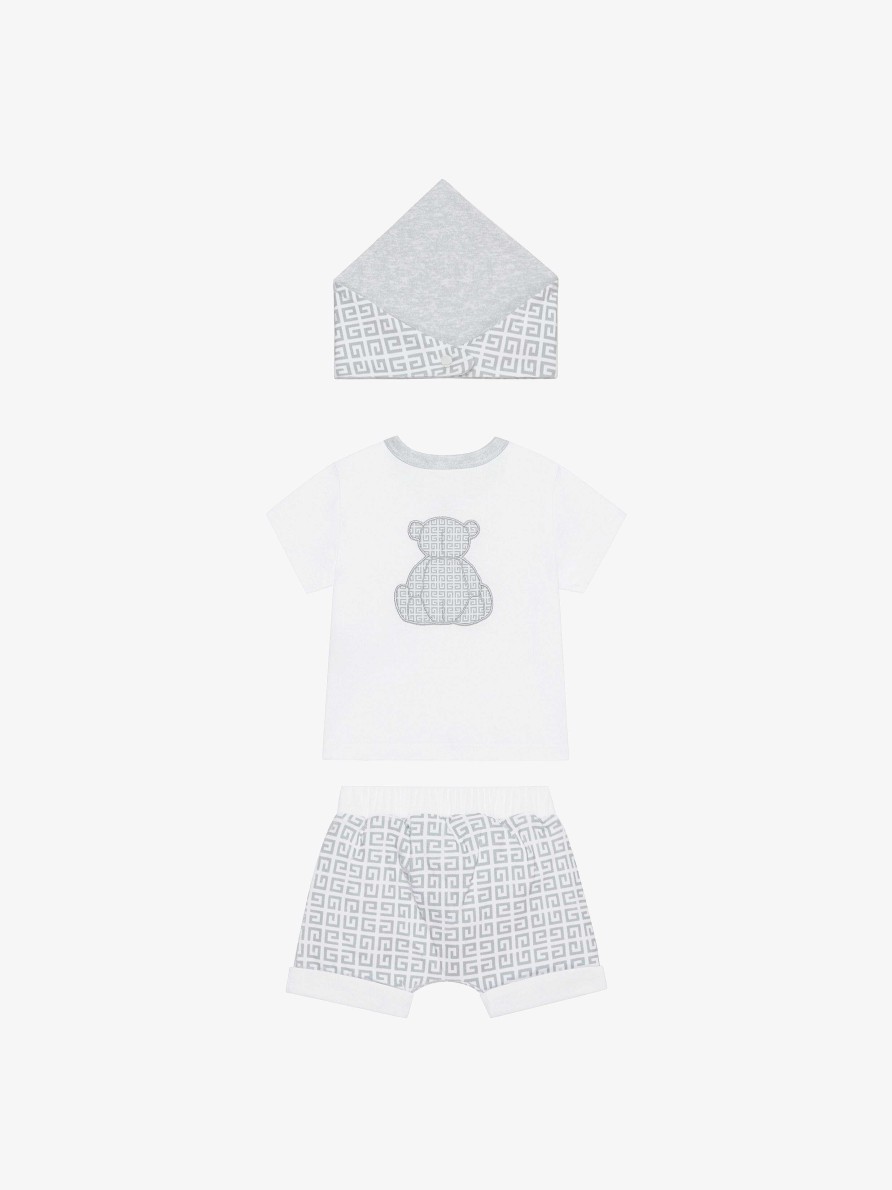 Uomini Givenchy Bambino (Da 1 Mese A 3 Anni) | Set Regalo Con Maglietta, Pantaloncini E Bandana Grigio/Bianco