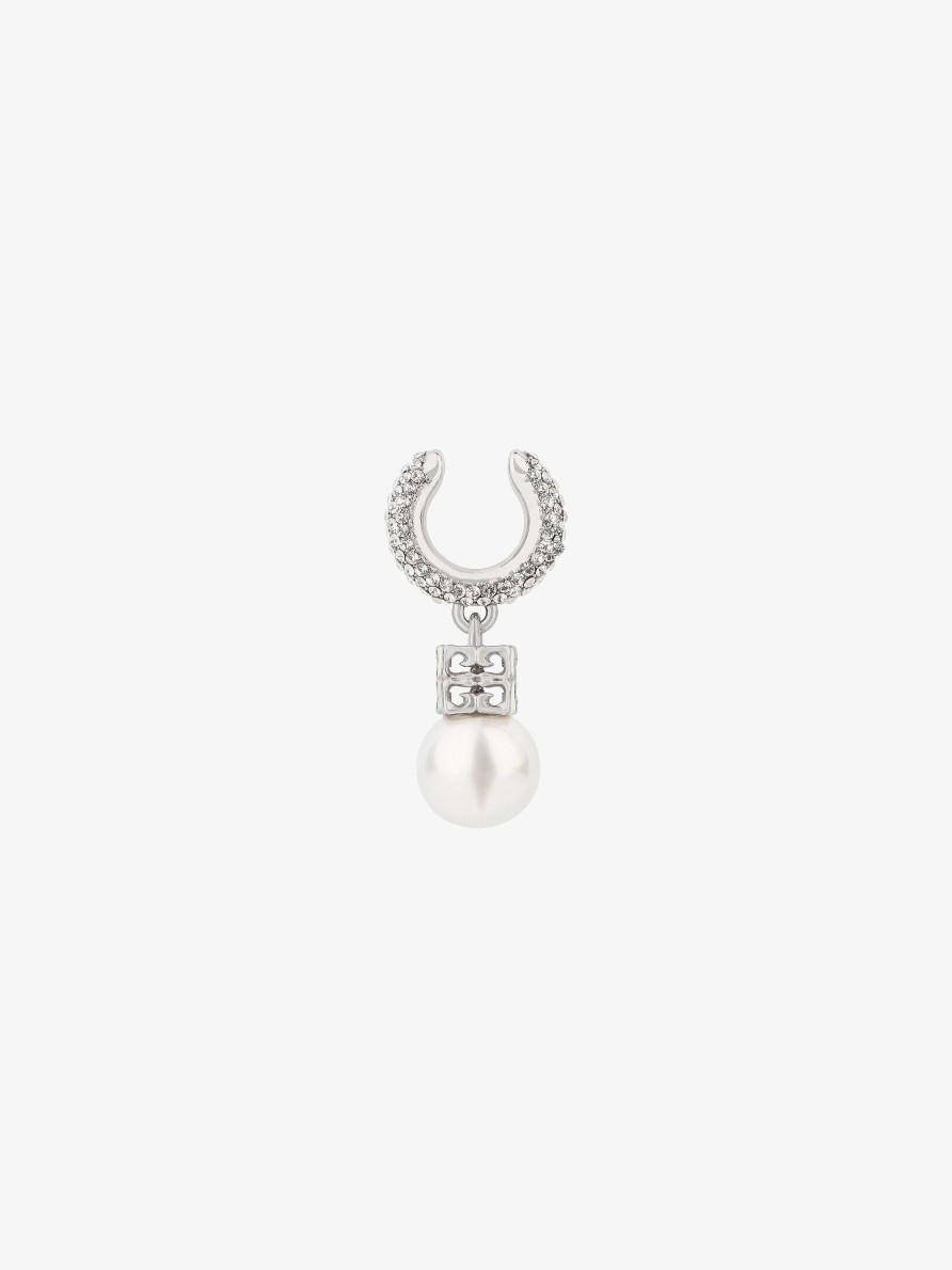 Donne Givenchy Gioielleria | Earcuff Di Perle In Metallo Con Cristalli Bianco/Argento